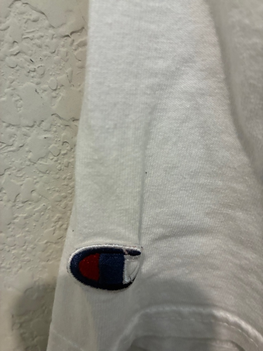 Champion White Short Sleeve Tee with Red & Blue Chest Logos - Picture 6 of 6